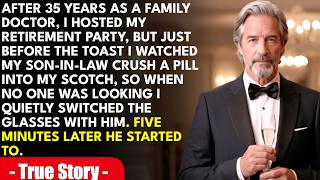 At my retirement party, my son-in-law crushed a pill into my Scotch — so I calmly handed the glas...