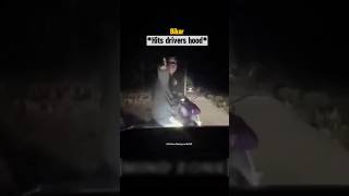 Road Raging Biker Hits Driver's Hood