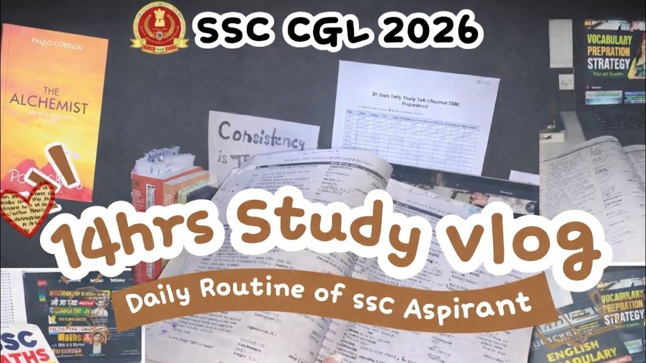14 Hours Study Vlog 🔥 | SSC CGL 2026 Preparation | Real Aspirant ...