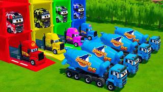 Garage with Colors - ALL MIXER TRUCK WITH DOUBLE FLATBED TRAILER TRUCK, SCANIA, KAMAZ - FS22