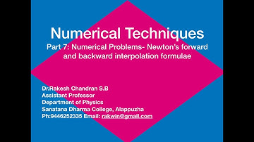 Numerical Techniques: Part 7: Numerical problems- Newton