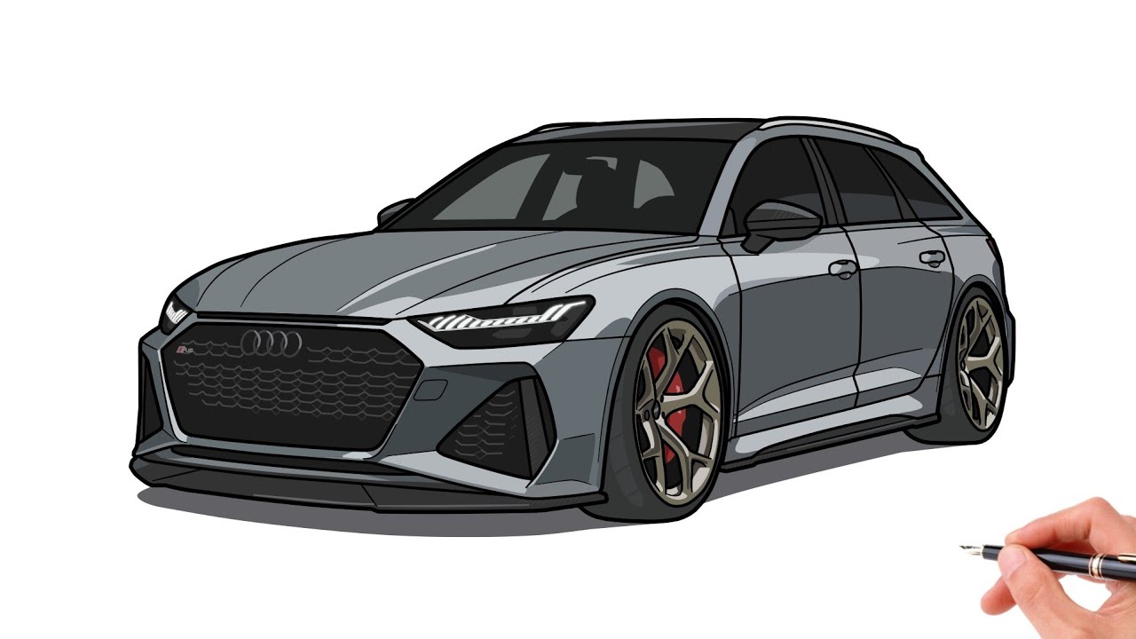 How to draw AUDI RS6 / drawing Audi rs6 c8 2019 car - YouTube