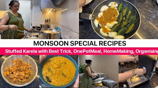 Easy Daily Food Recipes for RAINY DAY | Bhuna Aloo/Sambhar Rice/Bharwa Karela/Mushroom Matar