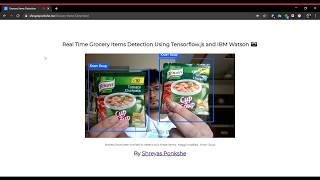 Real Time Grocery Items Detection using Tensorflow.js and  model training by IBM Watson