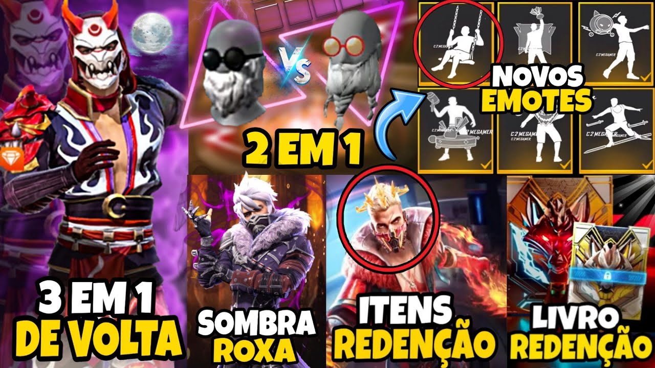 URGENTE!! ITENS DA LOJA MISTERIOSA DEMON SLAYER, TÊNIS ANGELICAL, SOMBRA  ROXA - NOVIDADES FREE FIRE 