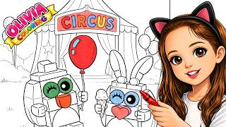 Coloring Cute Animals at the Circus 🎪🐥🐰 | Fun Kids Coloring Activity