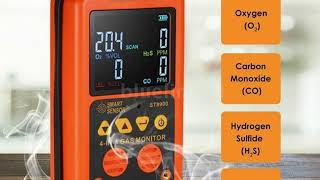 Gas Detector Smart Sensor ST8900 H2S O2 CO LEL 4 in 1 Monitor Hidrogen Sulfide Oxygen Carbon Monoxid