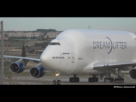 Boeing 747-400 Dreamlifter [N747BC] landing @ Taranto Grottaglie Airport (Leonardo Factory)