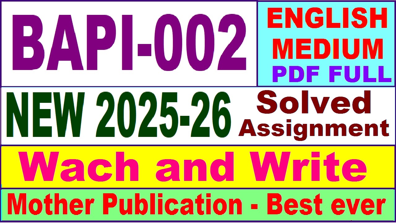 BAPI 002 solved assignment 2025-26 in English || bapi 002 solved assignment 2026 || ignou bapi2
