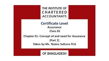 CL - Assurance- Chapter 01- (Part-2) - Concept of and need for Assurance- Ms. Naima Sultana FCA