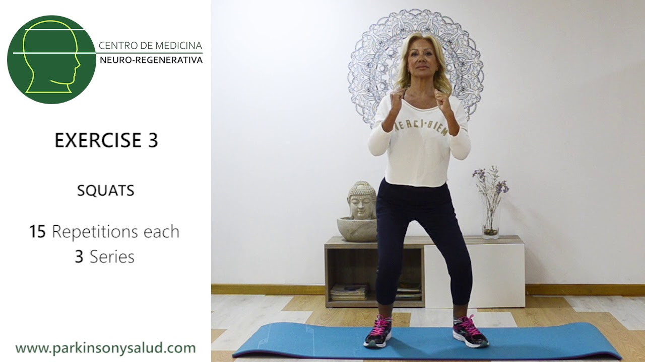 alzheimer's awareness month Exercise 3 Squats for the treatment of Parkinson's
