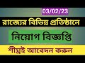 রাজ্যের বিভিন্ন প্রতিষ্ঠানের শিক্ষক নিয়োগের বিজ্ঞপ্তি