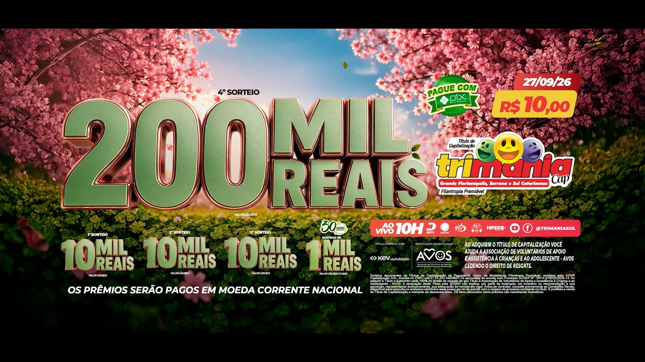 💰 R$ 200 MIL REAIS no 4º sorteio!