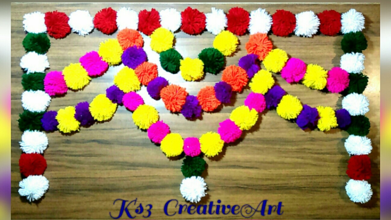 Only Pompom Toran for Mandir | Bandhanwan | Door hanging | Toran, woolen toran bandhanwar