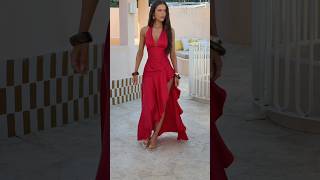 Red satin, main character energy ❤️ #model #formaldress #maxidress #reddress
