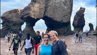 Low tide in Hopewell Rocks With the highest level of tide-16m Walking on the floor of the ocean