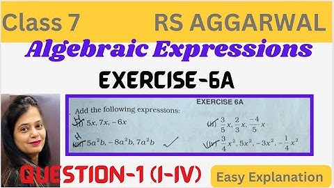 Algebraic Expressions Class 7 - Exercise 6A - Question 1 (i-iv) - Chapter 6 - Rs Aggarwal - CBSE