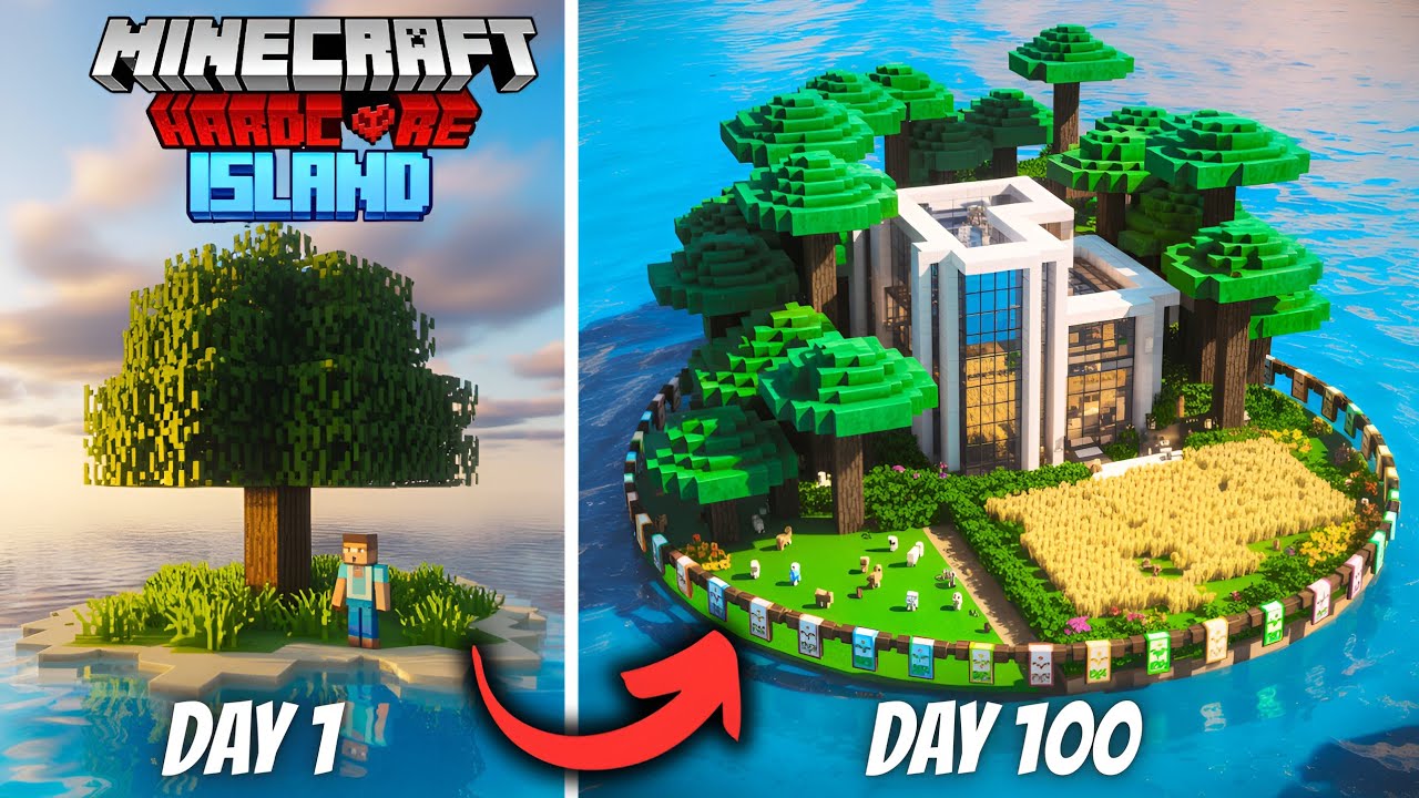 I Survived 100 Days on a Deserted Island in Minecraft Hardcore! - YouTube