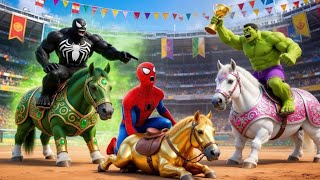 🐎🕷️SPIDERMAN Wins The Ultimate Cyber Horse Racing Championship Against HULK- Epic Cyber Horse Racing