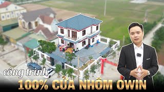 Công trình nhà mái nhật đẹp sử dụng 100% cửa nhôm OWIN màu vân gỗ trắc || nhôm owin| owin