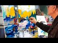 Ölmalerei Spachteltechnik Malspachtel und Pinsel malen mit Ölfarben nass in nass Technik London