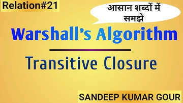Transitive Closure using Warshall Algorithm | Discrete Mathematics in Hindi