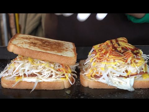 <strong>도봉산역</strong> 이쁜이 누나 2천원 토스트! $1.5 Ham, Egg, Cheese, Vegetable Toast [맛있겠다 Yummy]