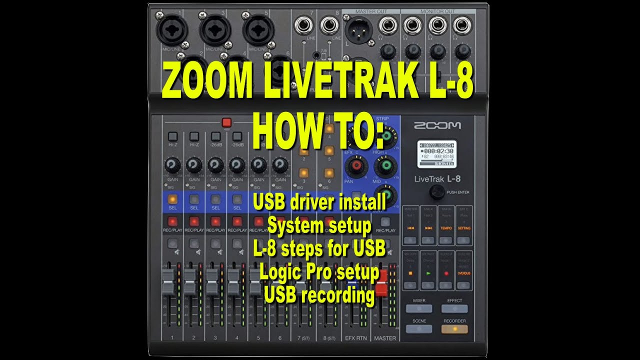ZOOM LIVETRAK L-8 USB recording and setup (with driver install)