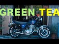 [YAMAHA SR400] バイク工房Green teaと緑茶 | 眺めの良い茶畑で緑茶をいただく。 | タイヤ交換 | ブロックタイヤ | Dunlop K560