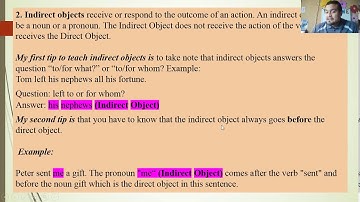 Tips how to teach Objects (Direct, indirect and oblique) BY JORGE V ESPINOZA V.