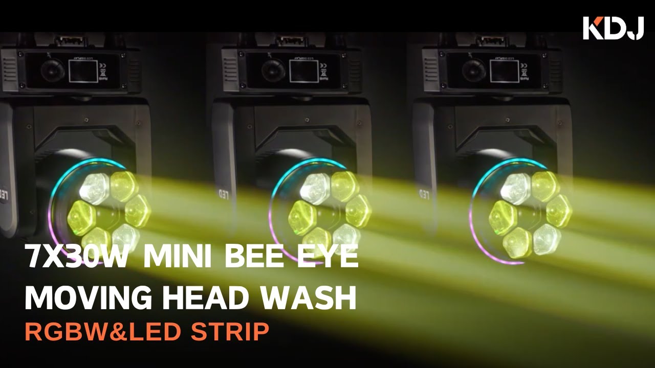 KDJ 7X30W RGBW Mini Bee Eye Moving Head Wash Light With LED Strip