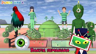 Banjir Semangka π | Alien Raksasa Mata Satu Ubah Orang Jd Alien Hijau | Sakura School Simulator