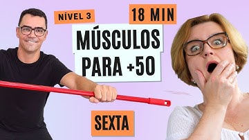 Como RECUPERAR os Músculos Após os 50 Anos | Sexta | Nível 3 | Treino com Bastão para Mulheres
