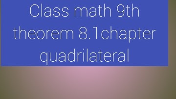 Class 9th math NCERT theorem 8.1 a diagonal of a parallelogram divides it into two congruent triangl