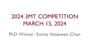 2024 Concordia 3MT Competition PhD Winner: Emma Hsiaowen Chen, PhD, Health and Exercise Science