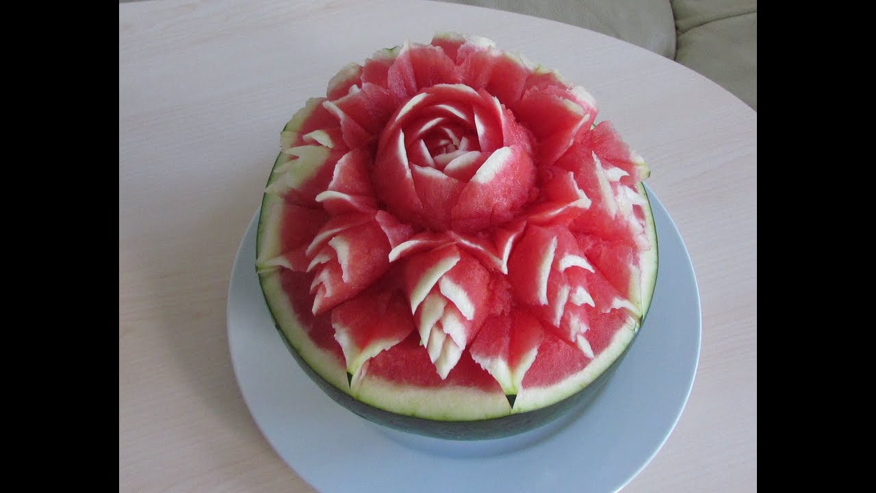 Hướng dẫn tỉa hoa từ Dưa hấu-Carving Art Watermelone -从西瓜修剪花草-雕刻藝術-Резьба Искусство
