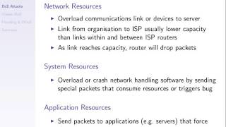 Denial of Service Attacks (ITS335, L12, Y15)