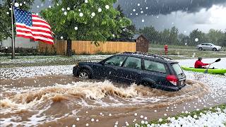 Chadron, Nebraska in Chaos!🌊 Torrential Hail Storm Triggers Flash Floods and Turns Streets TO River