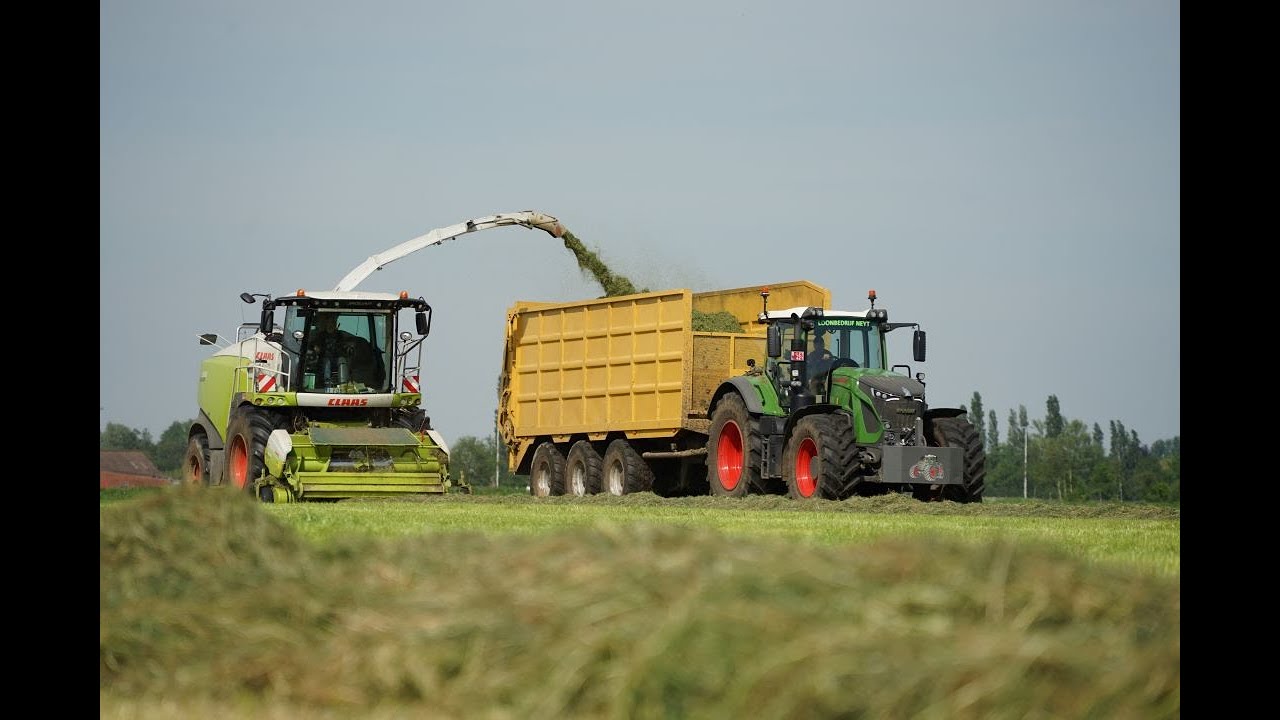 Neyt contracting company with Claas Jaguar 980 + 2 fendt/ Oosteeklo