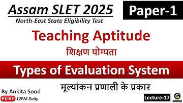 Types of Evaluation System of Teaching Aptitude| Assam SLET 2025 Preparation|