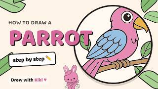How to Draw a Cute Parrot 🦜 Easy Kawaii Bird Drawing & Coloring for Kids screenshot 4