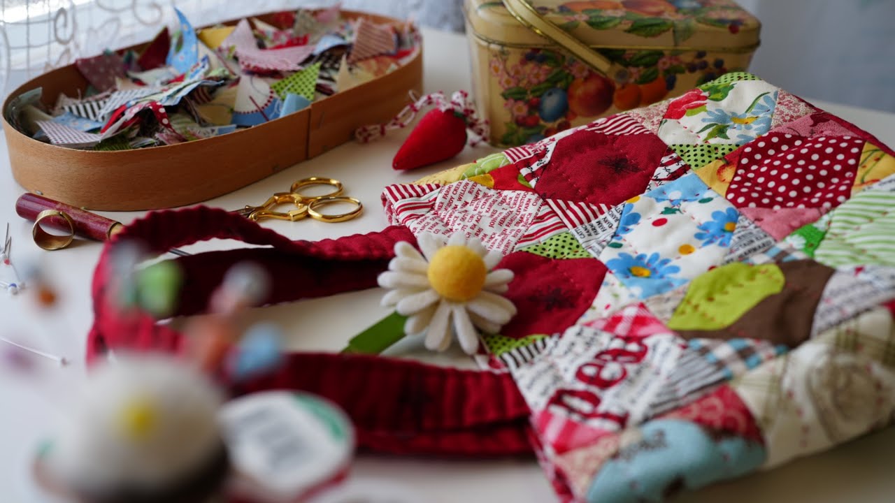 小さい三角布/四角布で作る小さいカバンの作り方//How to make a small bag with small triangular and square cloths