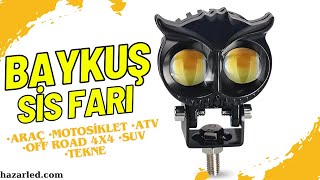 Baykuş Sis Farı Çift Renk Beyaz-Sarı Ip67 Flash Animasyonlu Motosiklet Off Road 4X4 Suv Atv Scooter