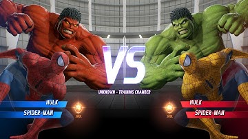 Red Hulk and Spider-man VS Hulk and Yellow Spider-man - Marvel vs Capcom Infinite