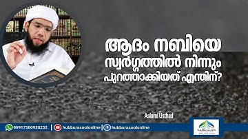 ആദം നബിയെ സ്വർഗ്ഗത്തിൽ നിന്നും പുറത്താക്കിയത് എന്തിന്? |  Aslami Usthad | Hubburasool Online