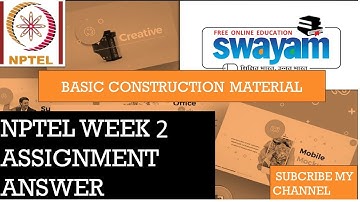 Basic Construction materials week 2 Assignment solutions #nptel #nptelquiz