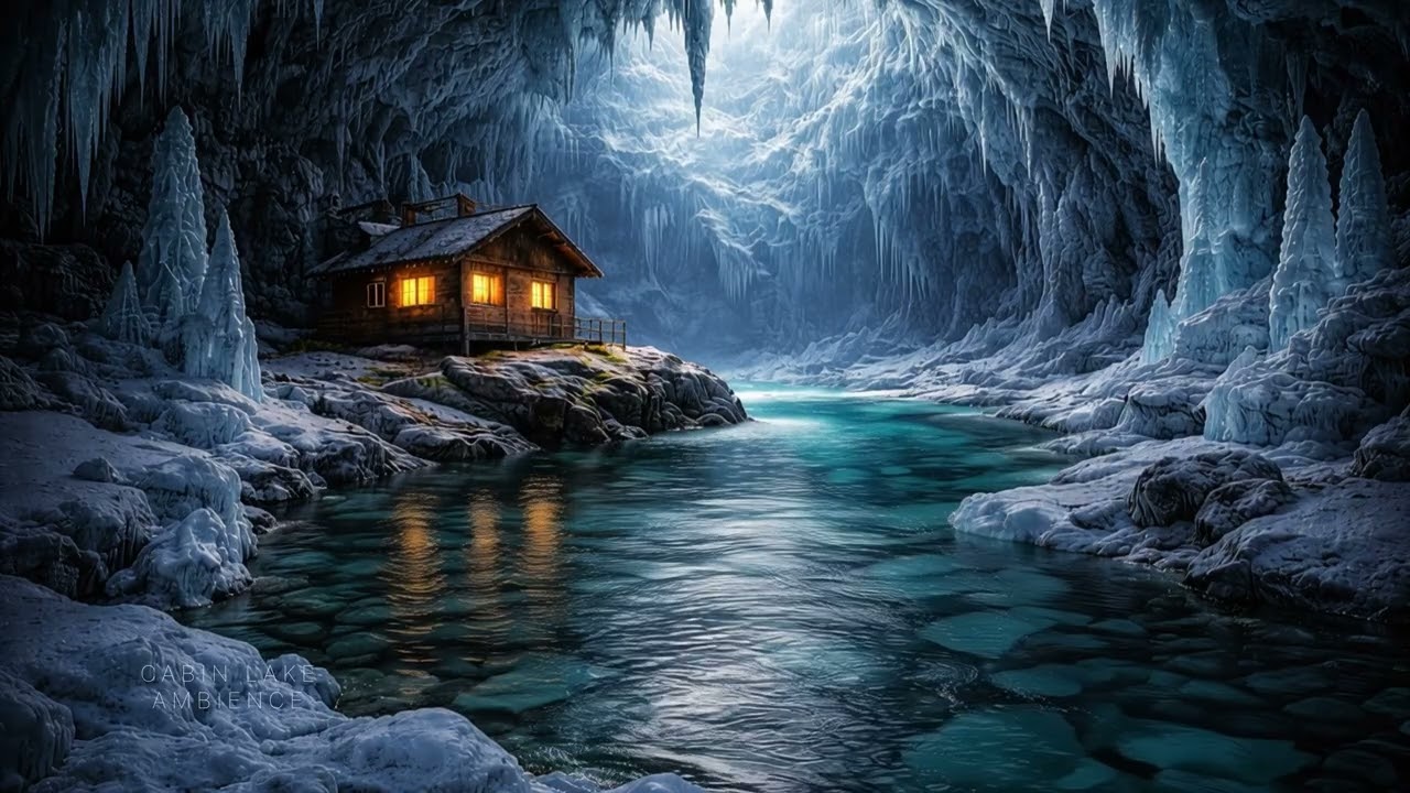 Ice Cave & Glacier Stream 8H #39| Frozen Water Sounds for Deep Sleep 4K | Lengau Lee