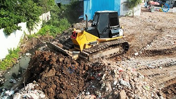Best Action Mix Project Dozer , Grader Working Building Roads And Dozer Pushing Filling Land