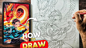 USE These Secret 🤫 Tricks To Draw Perfect Outline Of Tanjiro 😮| Rishi Kelkar Arts