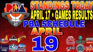 pba standings today April 17, 2024 | games results | games schedule April 19, 2024